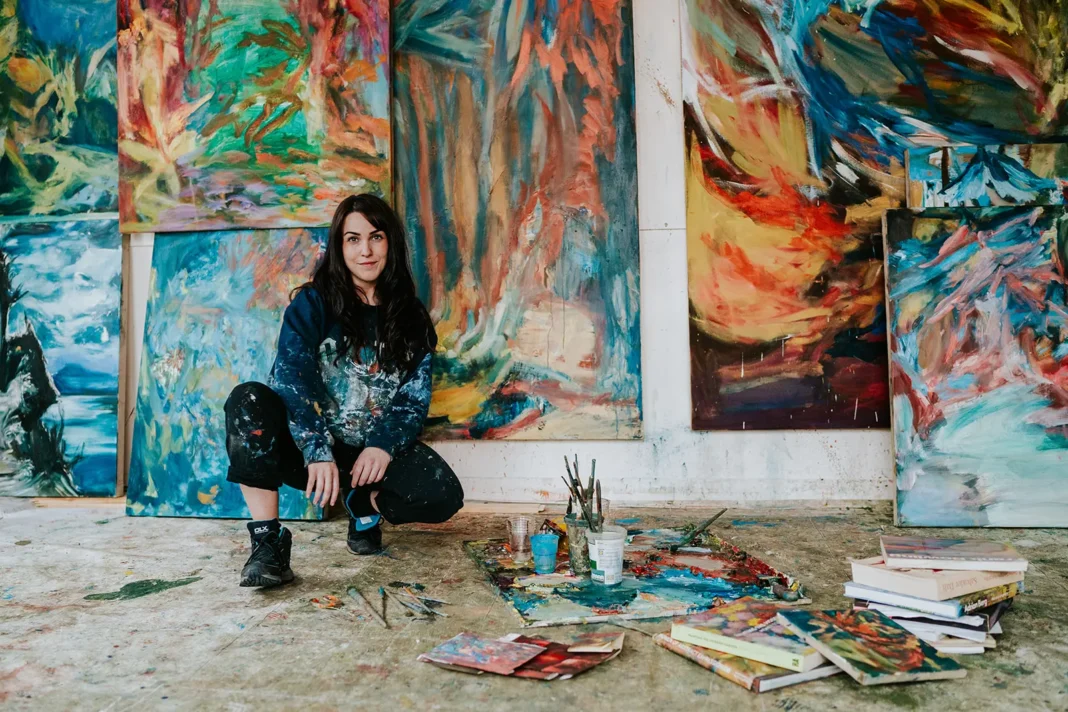 Sarah Cunningham in her studio. Photo: Magda Kuczmik/Fabula Images/Lisson Gallery.